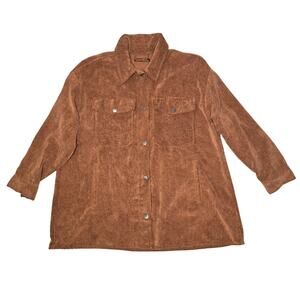 Black Tape_ Corduroy Shirt Jacket Shacket Womens XL Brown Festival Minimalist